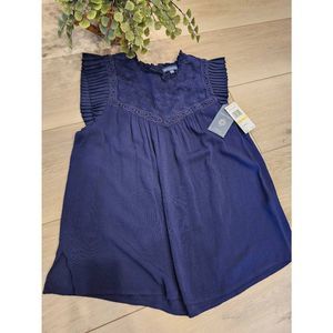 Democracy Navy Blue Lace Blouse